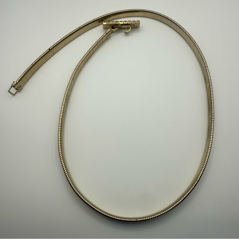 Vintage Womens Stretch Gold Brass Tone Elastic Belt W/Rhinestone Ornate Buckle - Picture 2 of 10